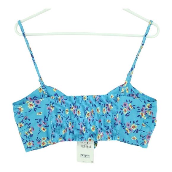 NWT XL Zara Summer Blue Floral Front Knot Crop Top - Picture 5 of 8